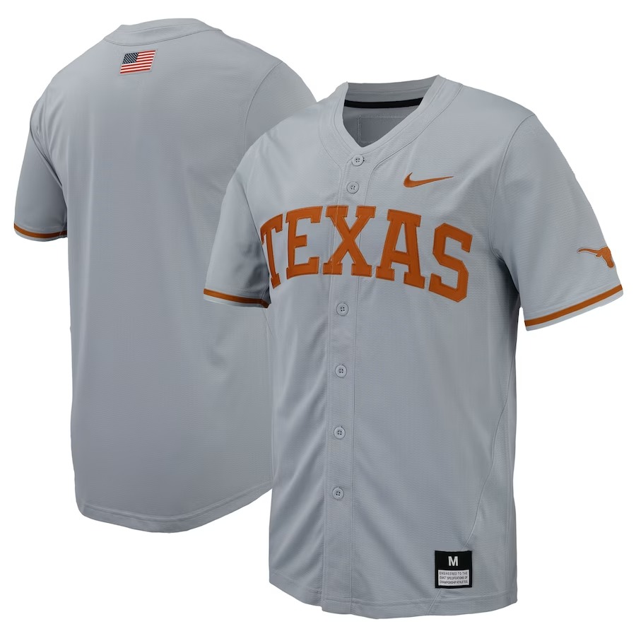 Texas Longhorns Nike Replica Full-Button Baseball Jersey - Gray - Vujersey Los Angeles Rams