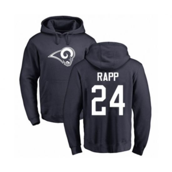 Football Los Angeles Rams #24 Taylor Rapp Navy Blue Name & Number Logo Pullover Hoodie - Vujersey Los Angeles Rams