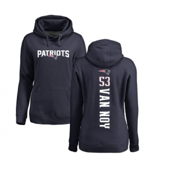 Football Women's New England Patriots #53 Kyle Van Noy Navy Blue Backer Pullover Hoodie - Vujersey Los Angeles Rams