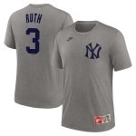 Men's New York Yankees Babe Ruth Nike Heather Gray Cooperstown Collection Tri-Blend Name & Number T-Shirt - Vujersey Los Angeles Rams
