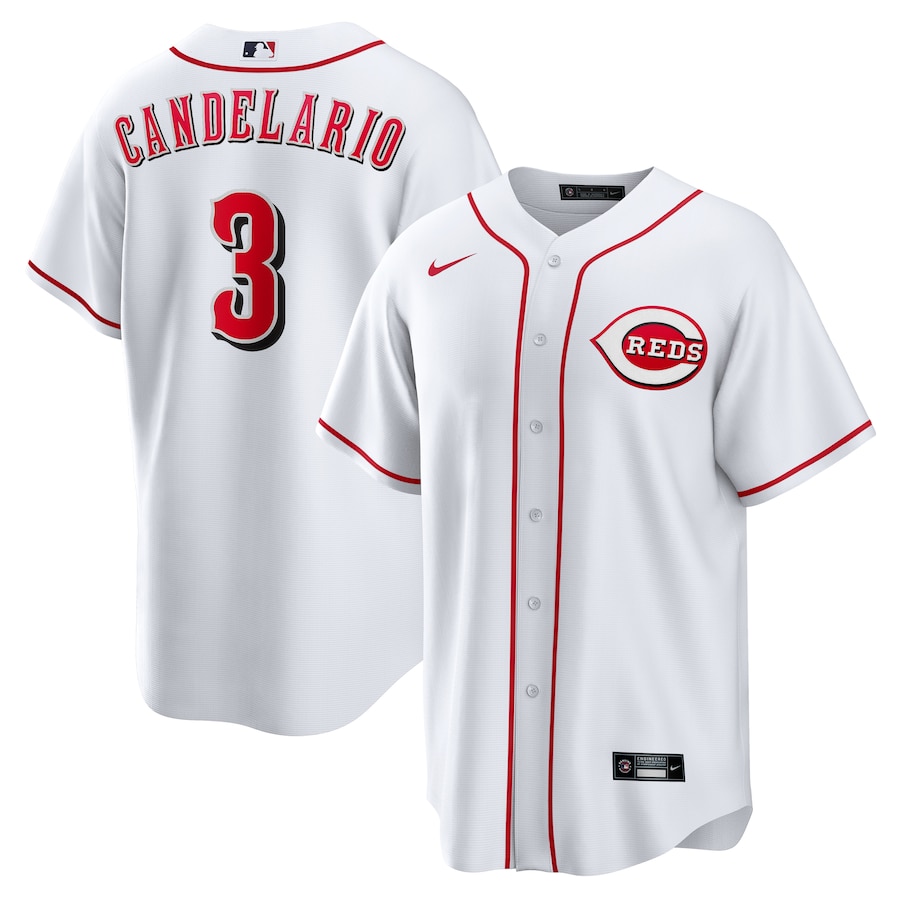Men's Cincinnati Reds Jeimer Candelario Nike White Home Replica Jersey - Vujersey Los Angeles Rams