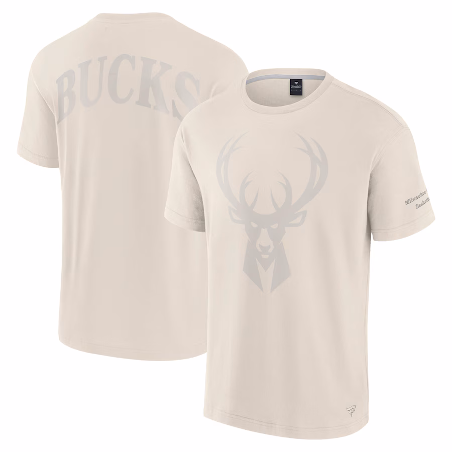 Men's Milwaukee Bucks Fanatics Cream Elements Iconic T-Shirt - Vujersey Los Angeles Rams