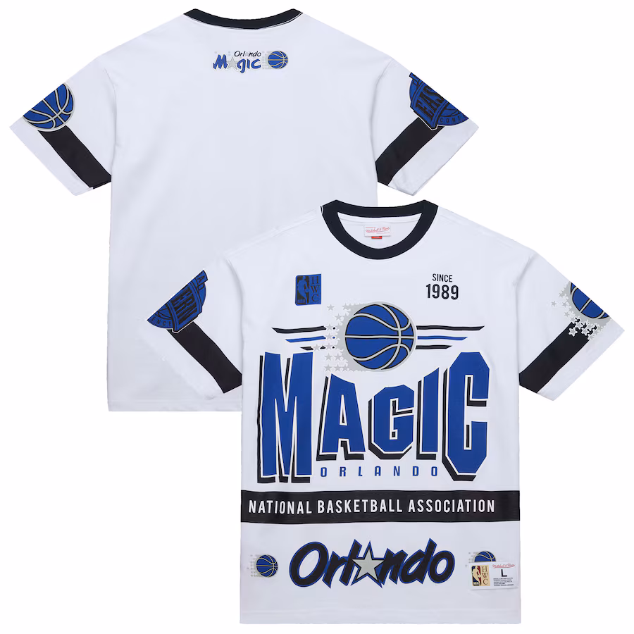 Unisex Orlando Magic  Mitchell & Ness White Hardwood Classics Vintage Team Origins Premium T-Shirt - Vujersey Los Angeles Rams