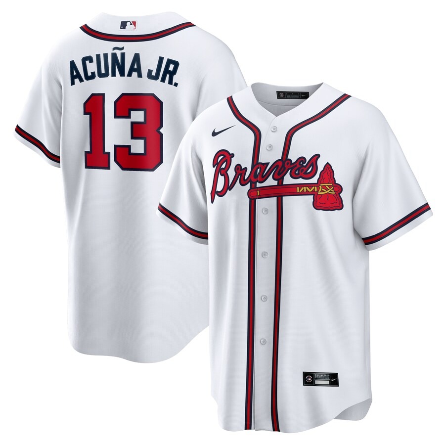 Men's Atlanta Braves Ronald Acuna Jr. Nike White Home Replica Player Name Jersey - Vujersey Los Angeles Rams