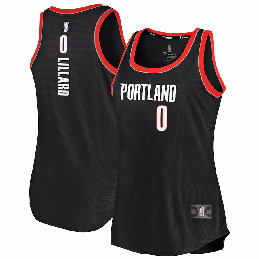 Women's Portland Trail Blazers Damian Lillard Fanatics Black Fast Break Tank Jersey - Icon Edition - Vujersey Los Angeles Rams