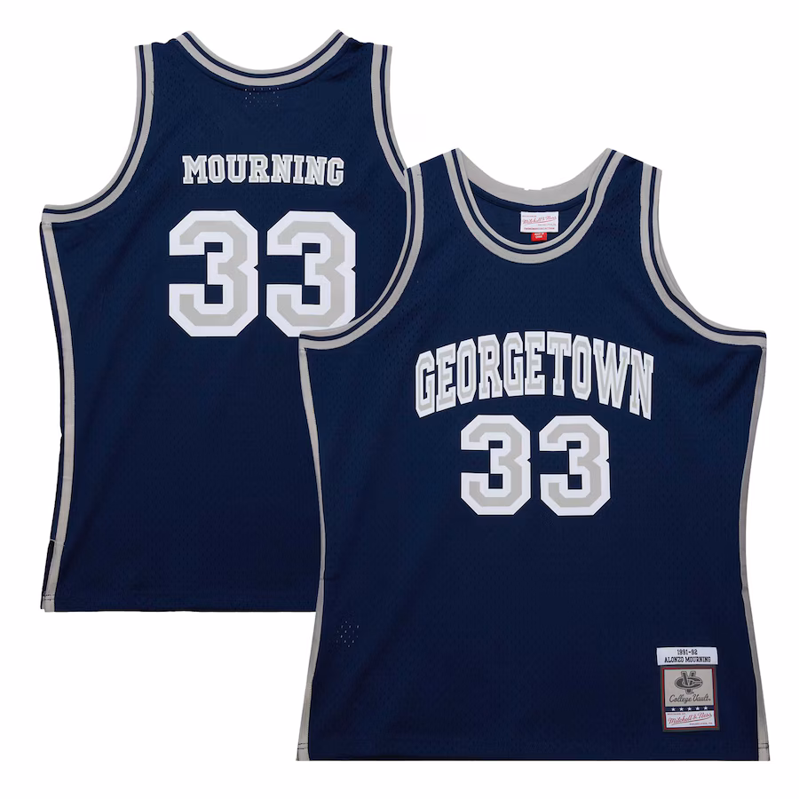 Alonzo Mourning Georgetown Hoyas Mitchell & Ness 1991/92 Swingman Player Jersey - Navy - Vujersey Los Angeles Rams