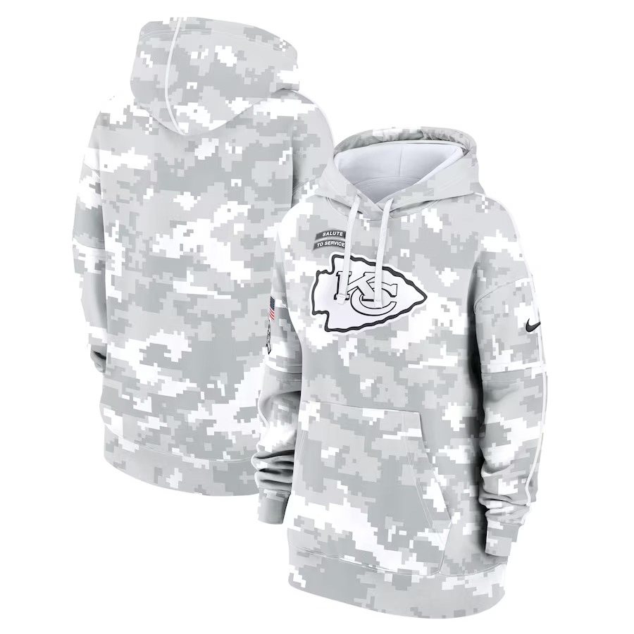 Women's Kansas City Chiefs Nike Arctic Camo 2024 Salute To Service Club Fleece Pullover Hoodie - Vujersey Los Angeles Rams