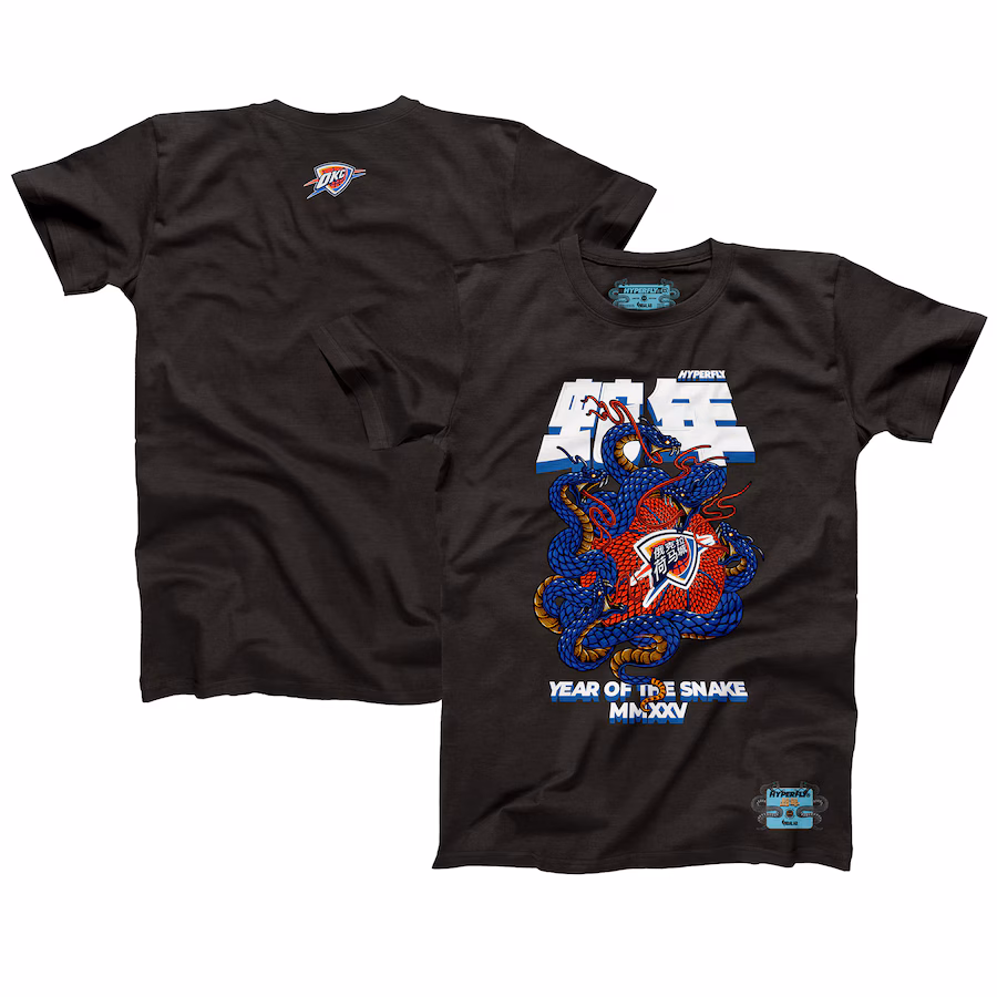 Unisex Oklahoma City Thunder NBALab x Hyperfly Heather Black Year of the Snake Lunar New Year Collection T-Shirt - Vujersey Los Angeles Rams