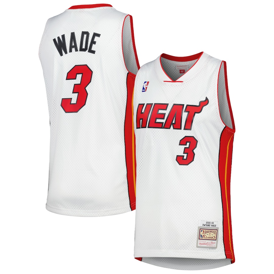 Men's Miami Heat Dwyane Wade Mitchell & Ness White 2005/06 Hardwood Classics Swingman Jersey - Vujersey Los Angeles Rams