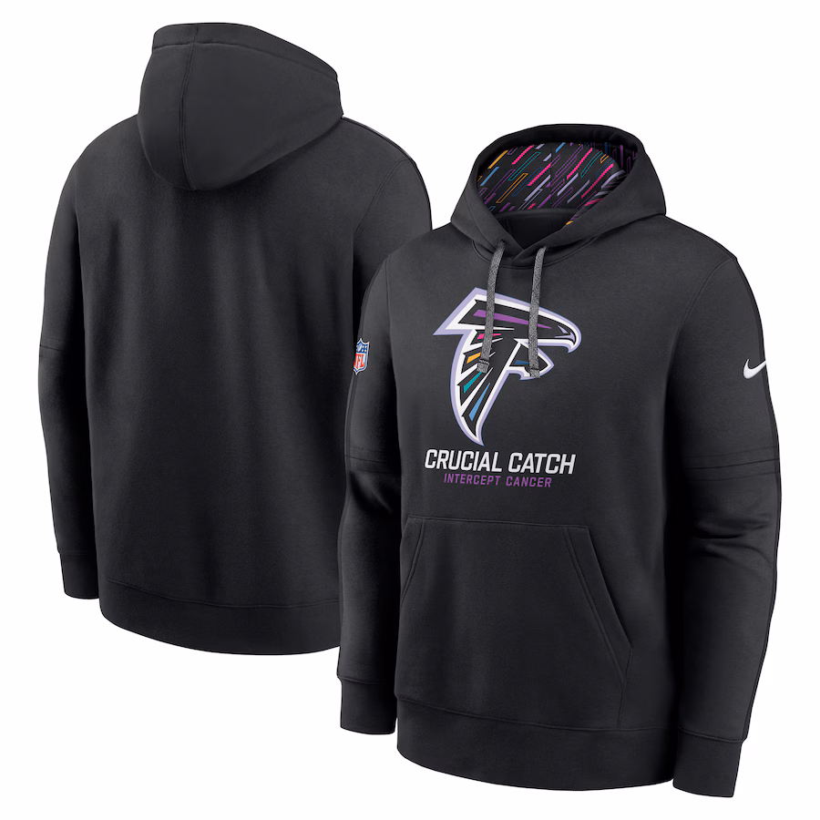 Men's Atlanta Falcons Nike Black 2024 NFL Crucial Catch Club Pullover Hoodie - Vujersey Los Angeles Rams