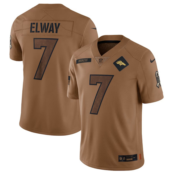 Men's Denver Broncos #7 John Elway 2023 Brown Salute To Service Limited Football Stitched Jersey - Vujersey Los Angeles Rams