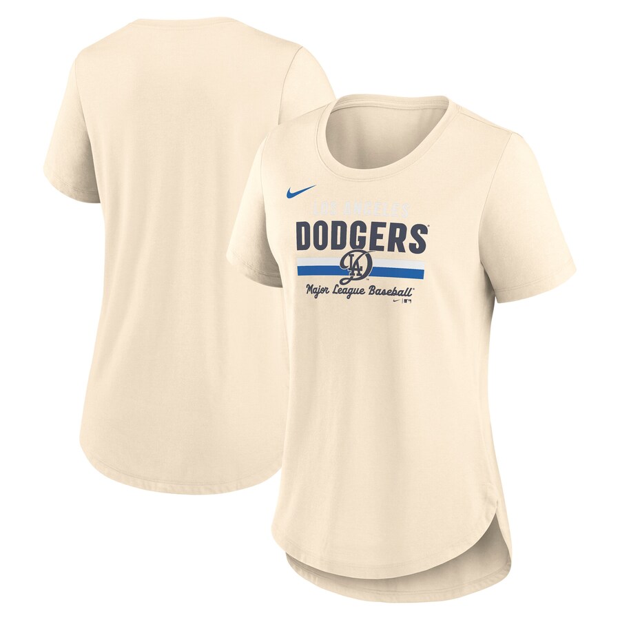 Women's Los Angeles Dodgers Nike Cream City Connect Lockup Tri-Blend T-Shirt - Vujersey Los Angeles Rams