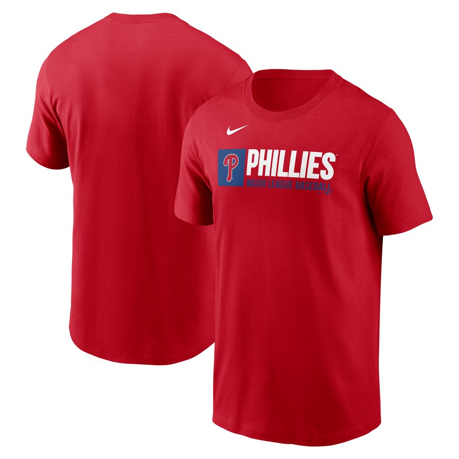 Men's Philadelphia Phillies Nike Red Team Block T-Shirt - Vujersey Los Angeles Rams