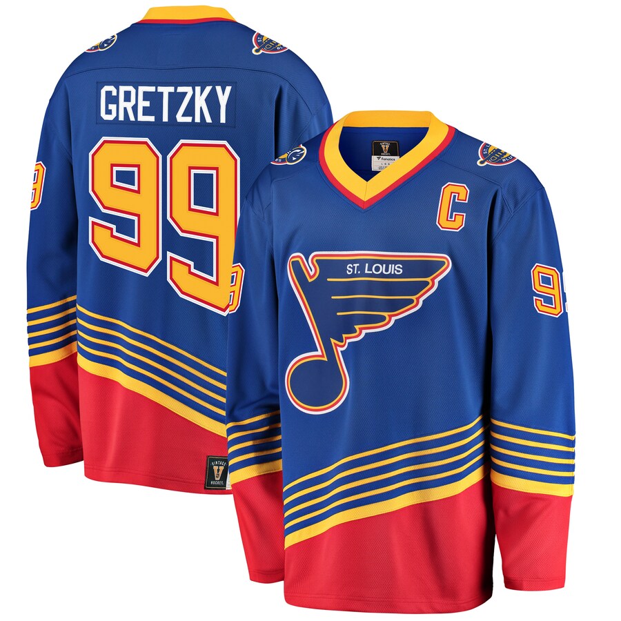 Men's St. Louis Blues Wayne Gretzky Fanatics Branded Blue Premier Breakaway Retired Player Jersey - Vujersey Los Angeles Rams
