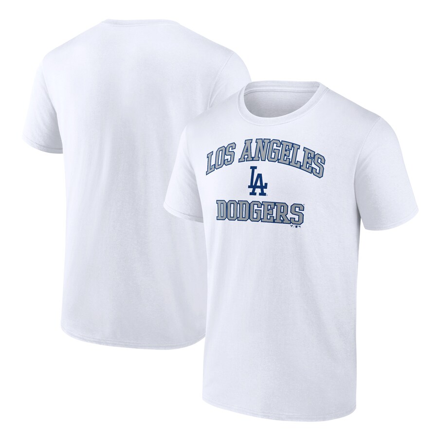Men's Los Angeles Dodgers White Heart and Soul T-Shirt - Vujersey Los Angeles Rams