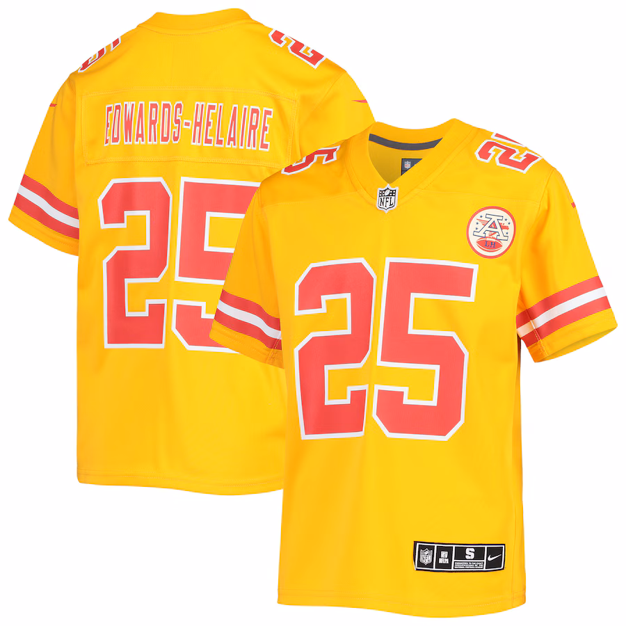 Youth Kansas City Chiefs Clyde Edwards-Helaire Nike Gold Inverted Team Game Jersey - Vujersey Los Angeles Rams
