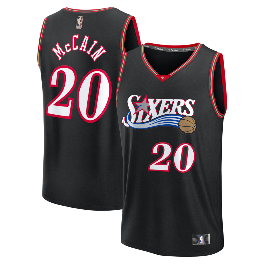 Men's Philadelphia 76ers Jared McCain Fanatics Black Fastbreak Jersey - Classic Edition - Vujersey Los Angeles Rams