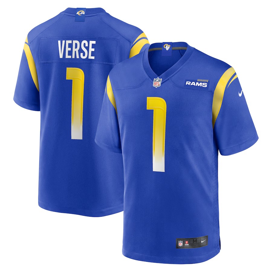 Men's Los Angeles Rams Jared Verse Nike Royal 2024 NFL Draft First Round Pick Player Game Jersey - Vujersey Los Angeles Rams
