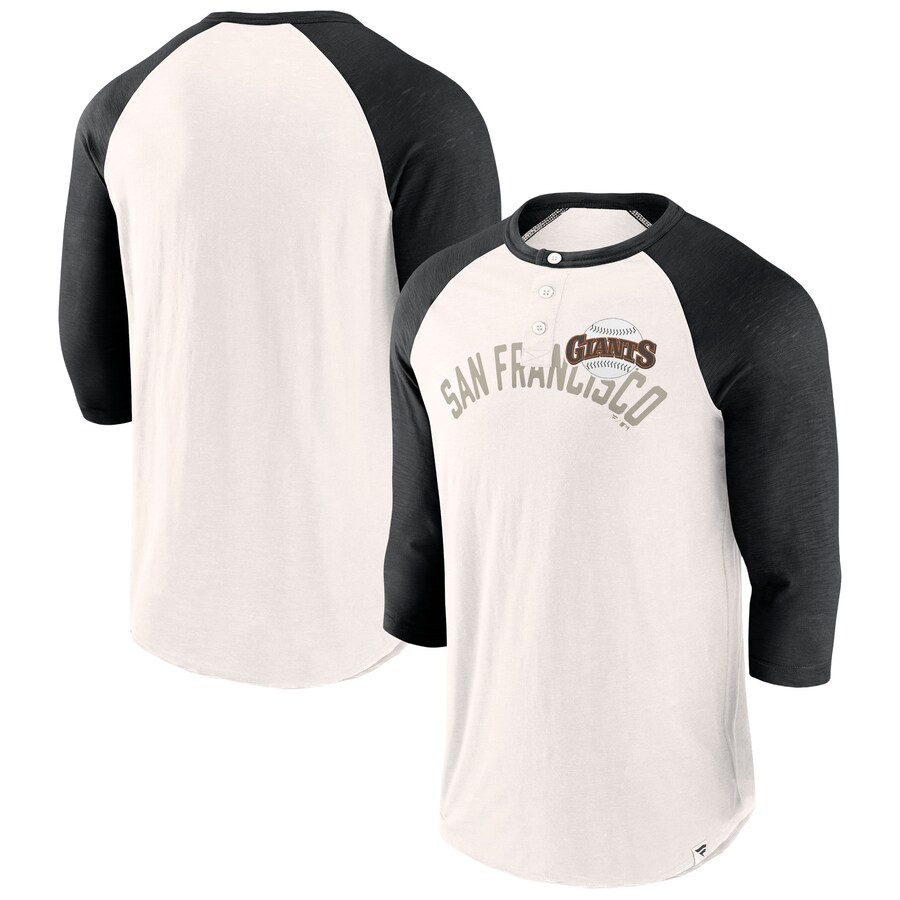 Men's San Francisco Giants Fanatics White/Black Backdoor Slider Raglan 3/4-Sleeve T-Shirt - Vujersey Los Angeles Rams