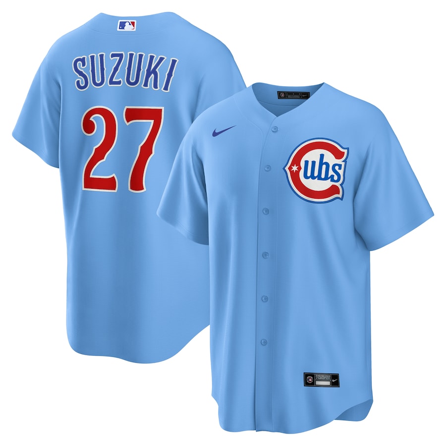 Men's Chicago Cubs Seiya Suzuki Nike Light Blue Alternate Replica Player Jersey - Vujersey Los Angeles Rams