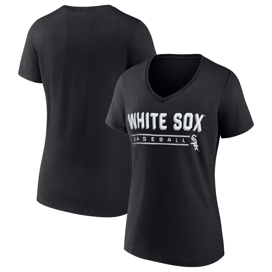 Women's Chicago White Sox Fanatics Black One & Only V-Neck T-Shirt - Vujersey Los Angeles Rams