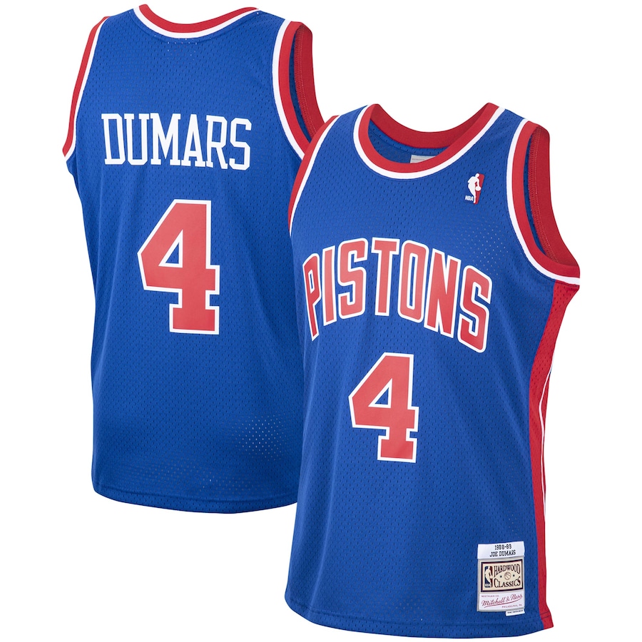 Men's Detroit Pistons Joe Dumars Mitchell & Ness Blue 1988/89 Hardwood Classics Swingman Jersey - Vujersey Los Angeles Rams