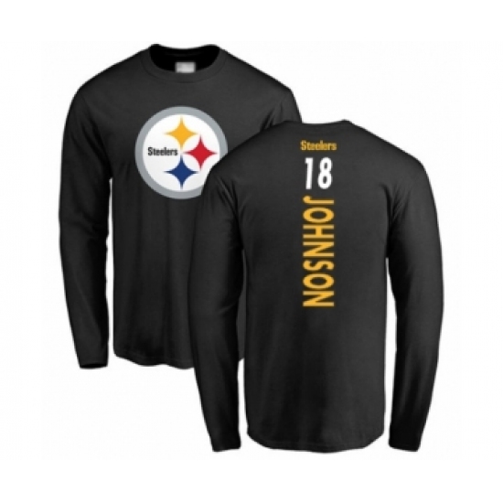 Pittsburgh Steelers #18 Diontae Johnson Black Backer Long Sleeve T-Shirt - Vujersey Los Angeles Rams