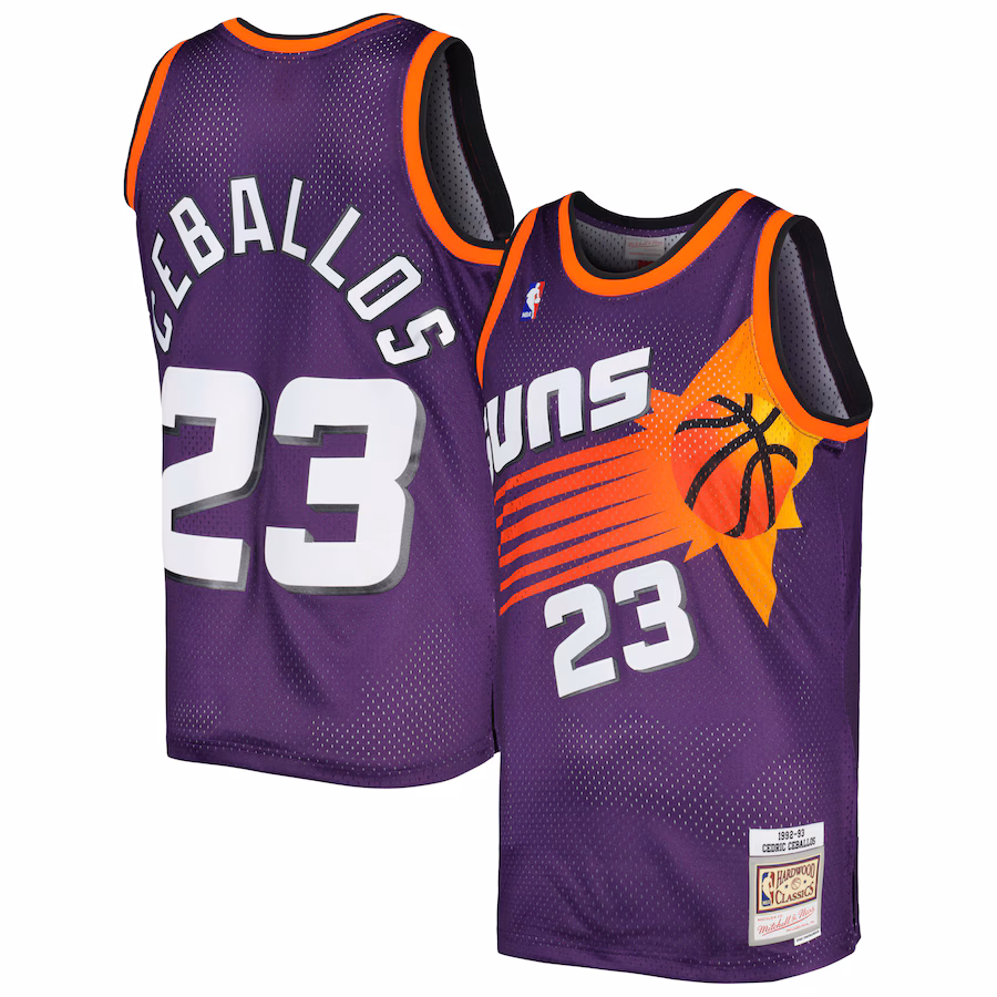 Men's Phoenix Suns Cedric Ceballos Mitchell & Ness Purple 1992/93 Hardwood Classics Swingman Jersey - Vujersey Los Angeles Rams