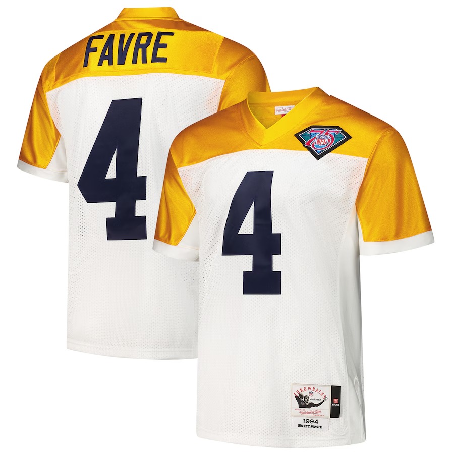 Men's Green Bay Packers 1994 Brett Favre Mitchell & Ness White Authentic Throwback Retired Player Jersey - Vujersey Los Angeles Rams