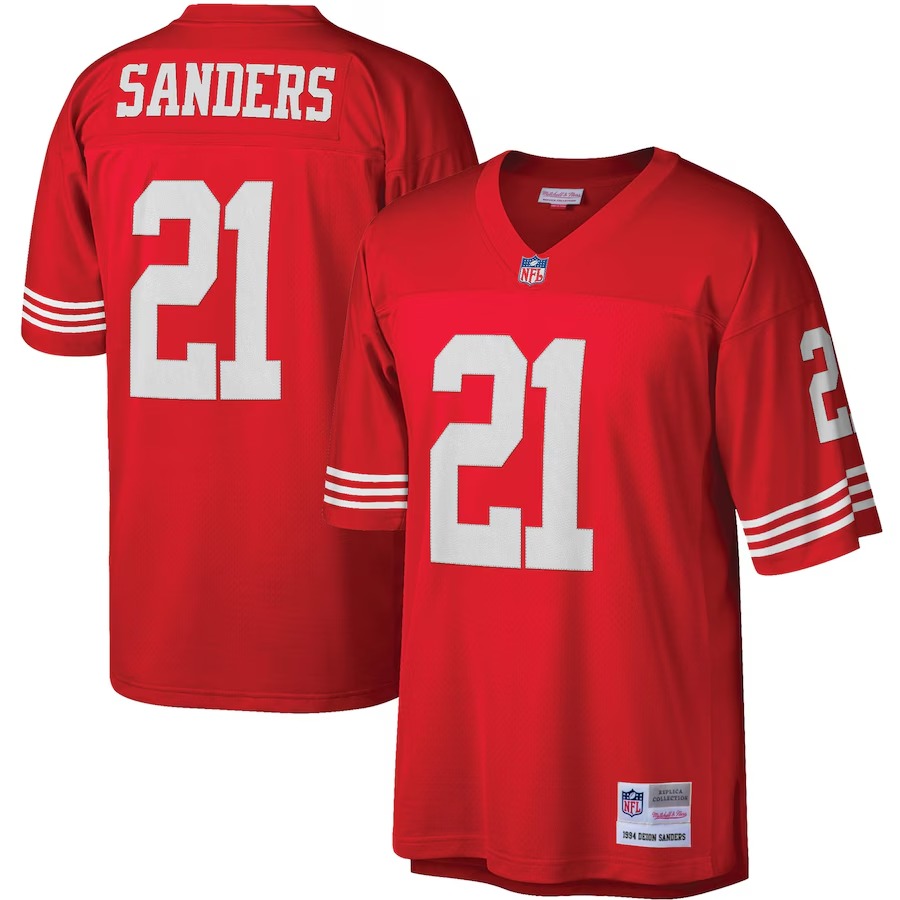 Men's San Francisco 49ers Deion Sanders Mitchell & Ness Scarlet Legacy Replica Jersey - Vujersey Los Angeles Rams