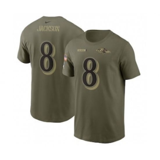 Men's Baltimore Ravens Lamar Jackson Football Camo 2021 Salute To Service Name & Number T-Shirt - Vujersey Los Angeles Rams