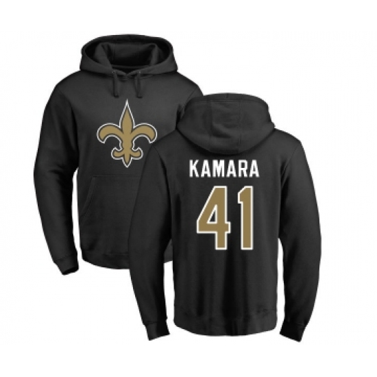 Football New Orleans Saints #41 Alvin Kamara Black Name & Number Logo Pullover Hoodie - Vujersey Los Angeles Rams