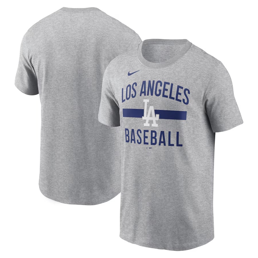 Men's Los Angeles Dodgers Nike Heather Gray Arched T-Shirt - Vujersey Los Angeles Rams