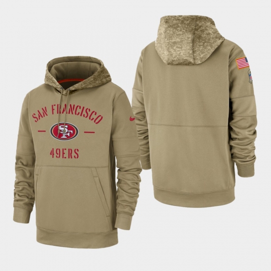 Men's San Francisco 49ers Tan 2019 Salute to Service Sideline Therma Pullover Hoodie - Vujersey Los Angeles Rams