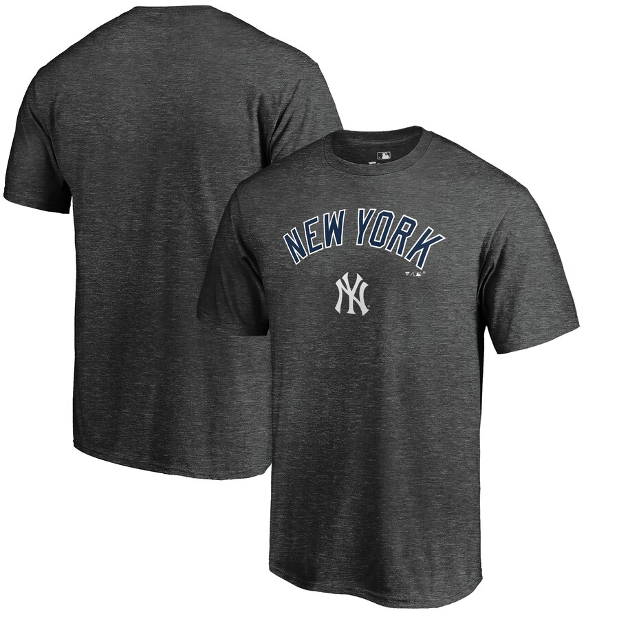 Men's New York Yankees Heathered Charcoal Team Lockup T-Shirt - Vujersey Los Angeles Rams