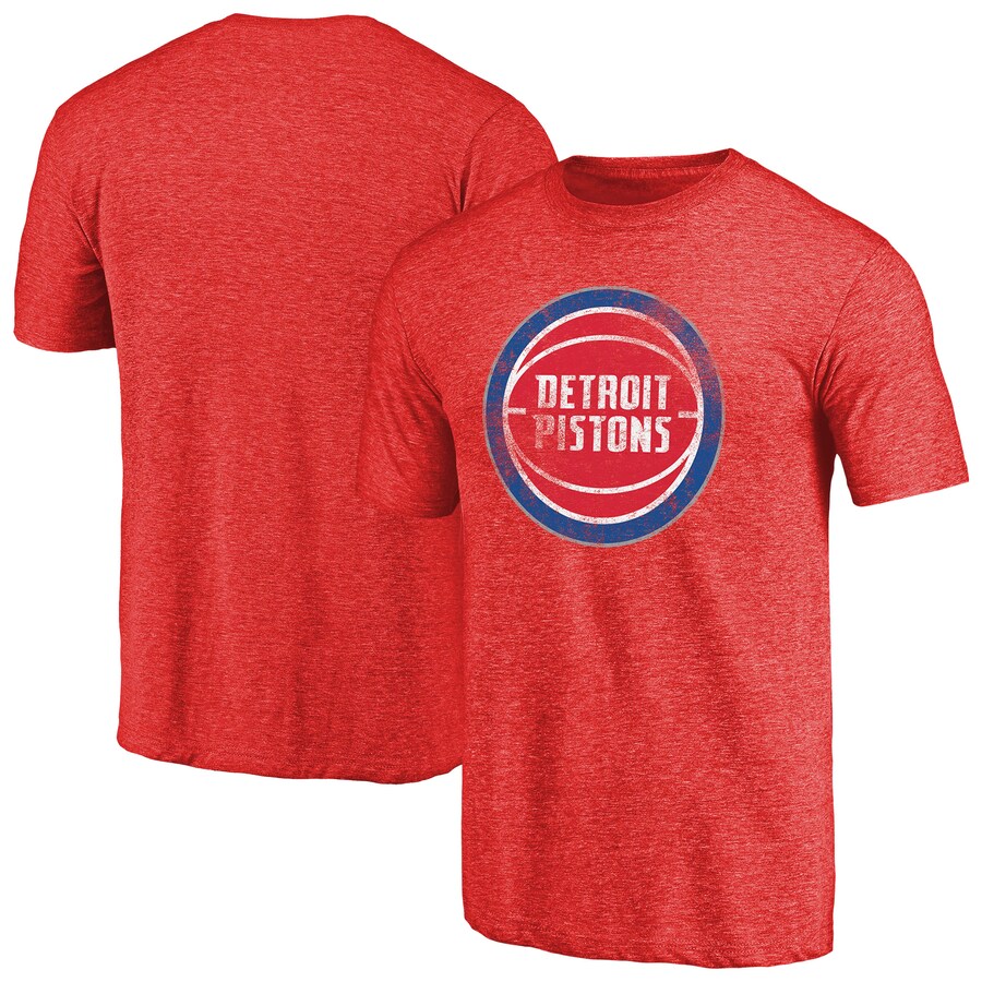 Men's Detroit Pistons Red Distressed Logo Tri-Blend T-Shirt - Vujersey Los Angeles Rams