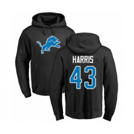 Football Detroit Lions #43 Will Harris Black Name & Number Logo Pullover Hoodie - Vujersey Los Angeles Rams