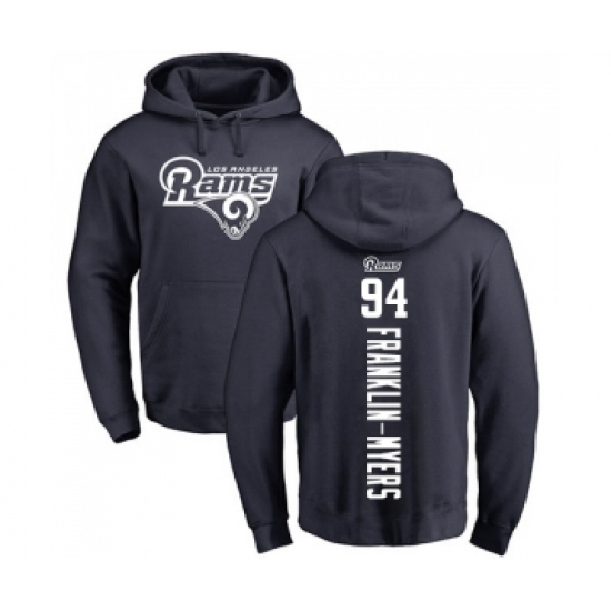 Football Los Angeles Rams #94 John Franklin-Myers Navy Blue Backer Pullover Hoodie - Vujersey Los Angeles Rams