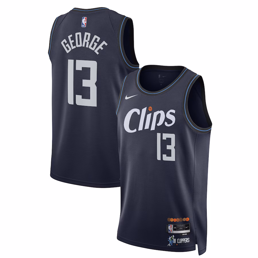 Unisex LA Clippers Paul George Nike Navy 2023/24 Swingman Jersey - City Edition - Vujersey Los Angeles Rams