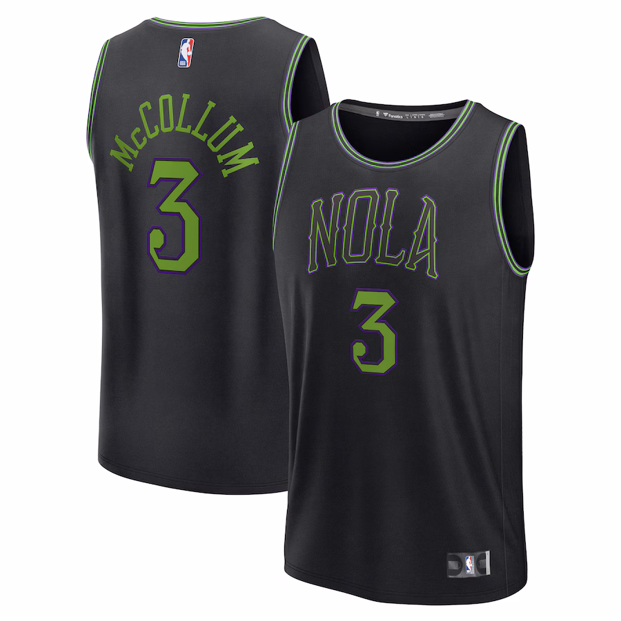 Men's New Orleans Pelicans CJ McCollum Fanatics Black Fast Break Jersey - City Edition - Vujersey Los Angeles Rams