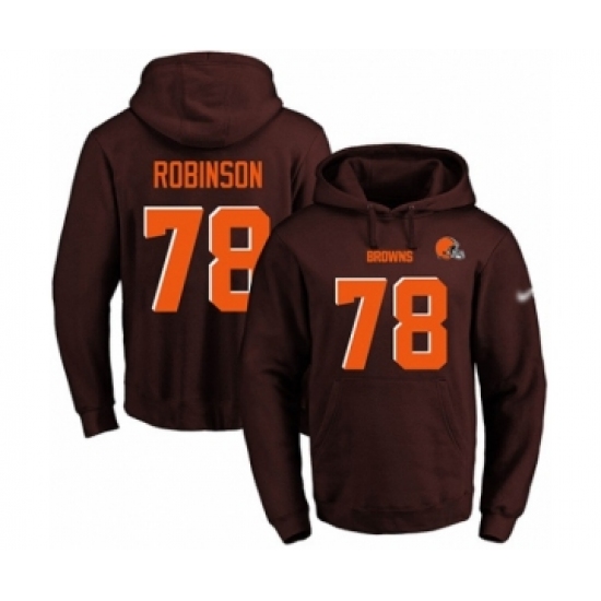 Football Men's Cleveland Browns #78 Greg Robinson Brown Name & Number Pullover Hoodie - Vujersey Los Angeles Rams
