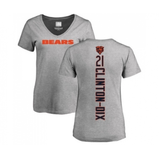 Football Women's Chicago Bears #21 Ha Clinton-Dix Ash Backer V-Neck T-Shirt - Vujersey Los Angeles Rams