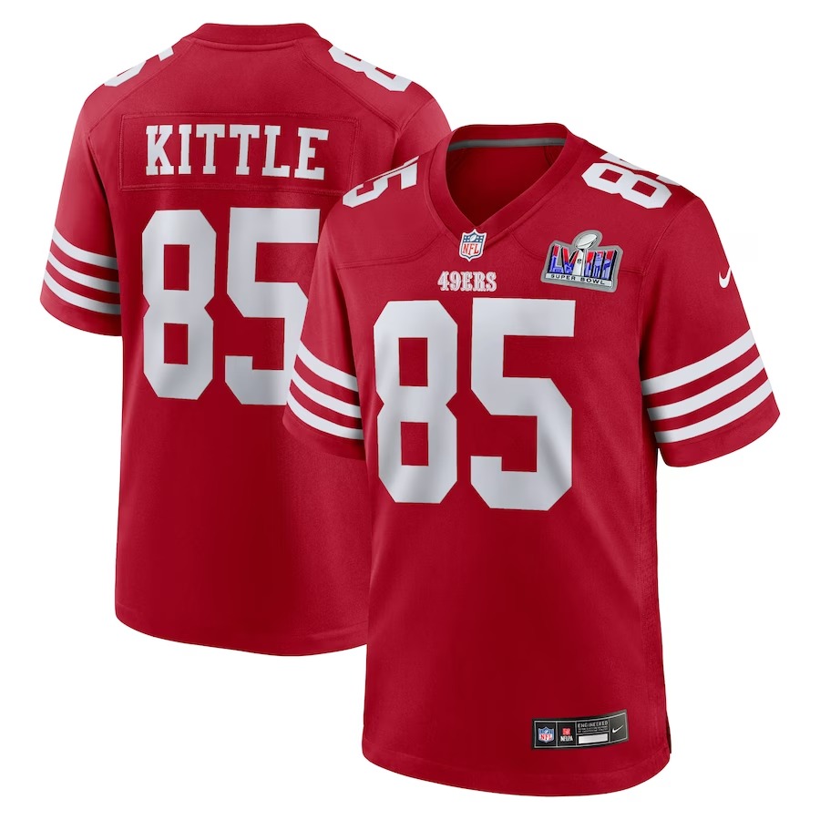 Men's San Francisco 49ers George Kittle Nike Scarlet Super Bowl LVIII Game Jersey - Vujersey Los Angeles Rams