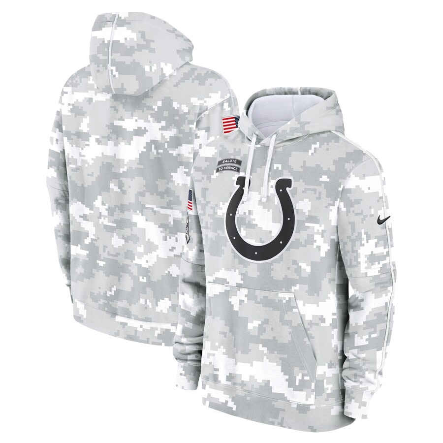 Men's Indianapolis Colts Nike Arctic Camo 2024 Salute to Service Club Fleece Pullover Hoodie - Vujersey Los Angeles Rams