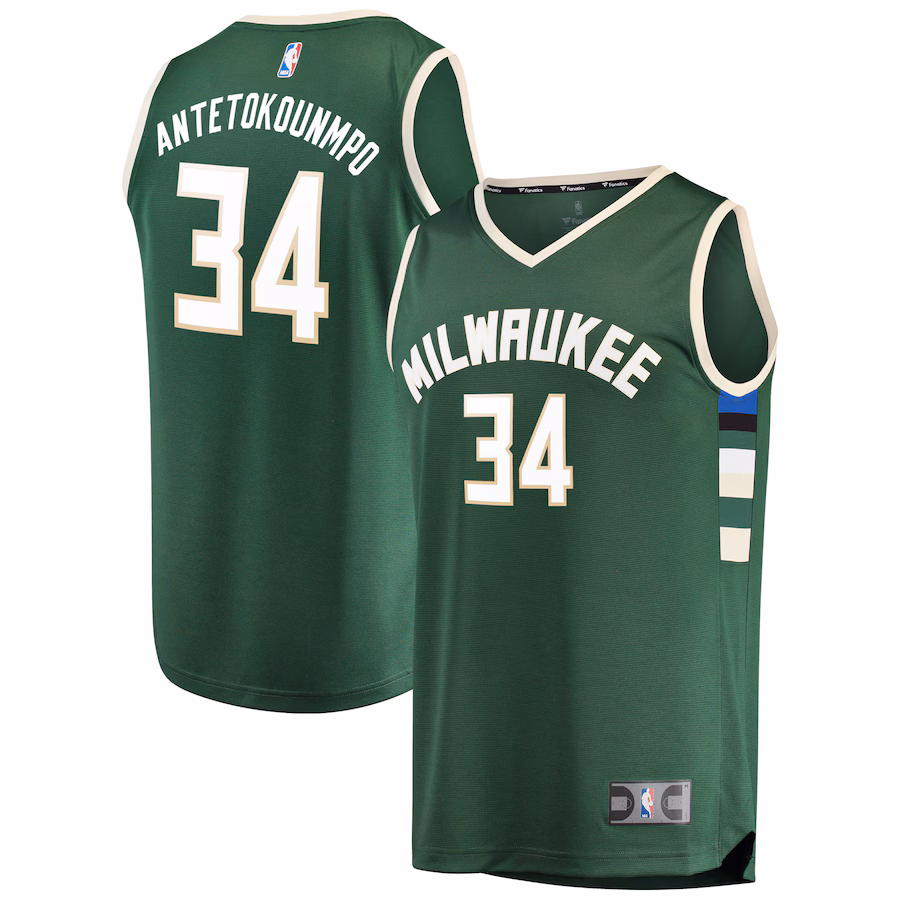 Men's Milwaukee Bucks Giannis Antetokounmpo Fanatics Green Fast Break Replica Jersey - Icon Edition - Vujersey Los Angeles Rams