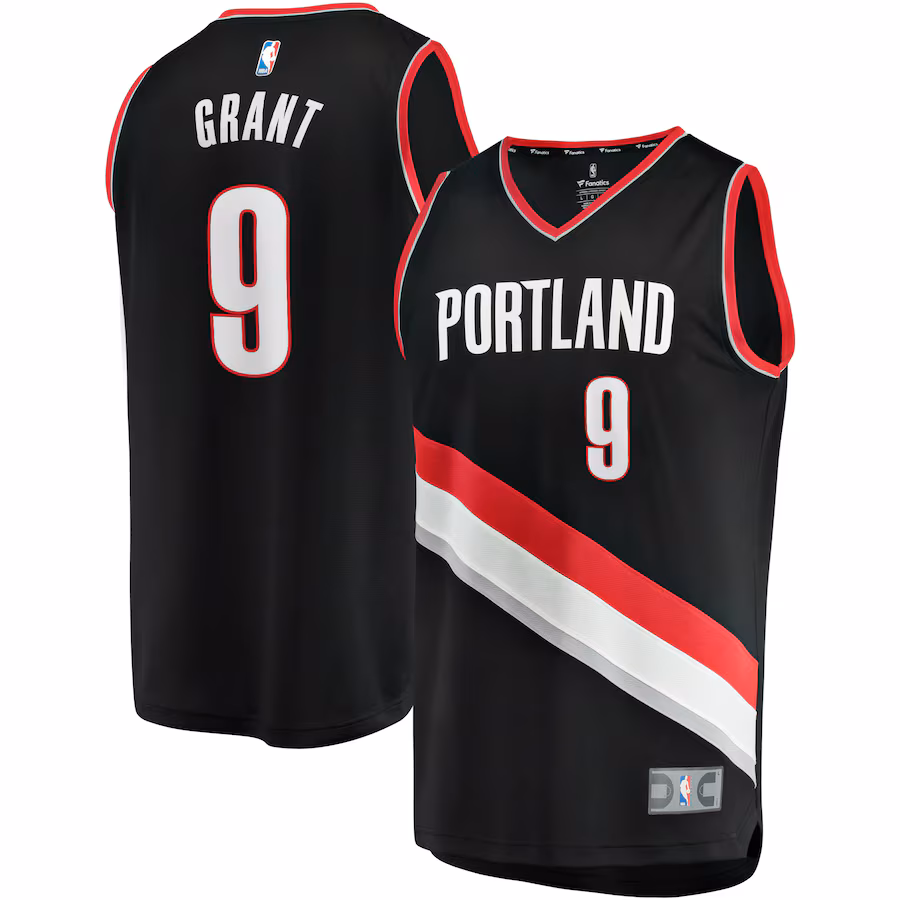 Men's Portland Trail Blazers Jerami Grant Fanatics Black Fast Break Replica Jersey - Icon Edition - Vujersey Los Angeles Rams