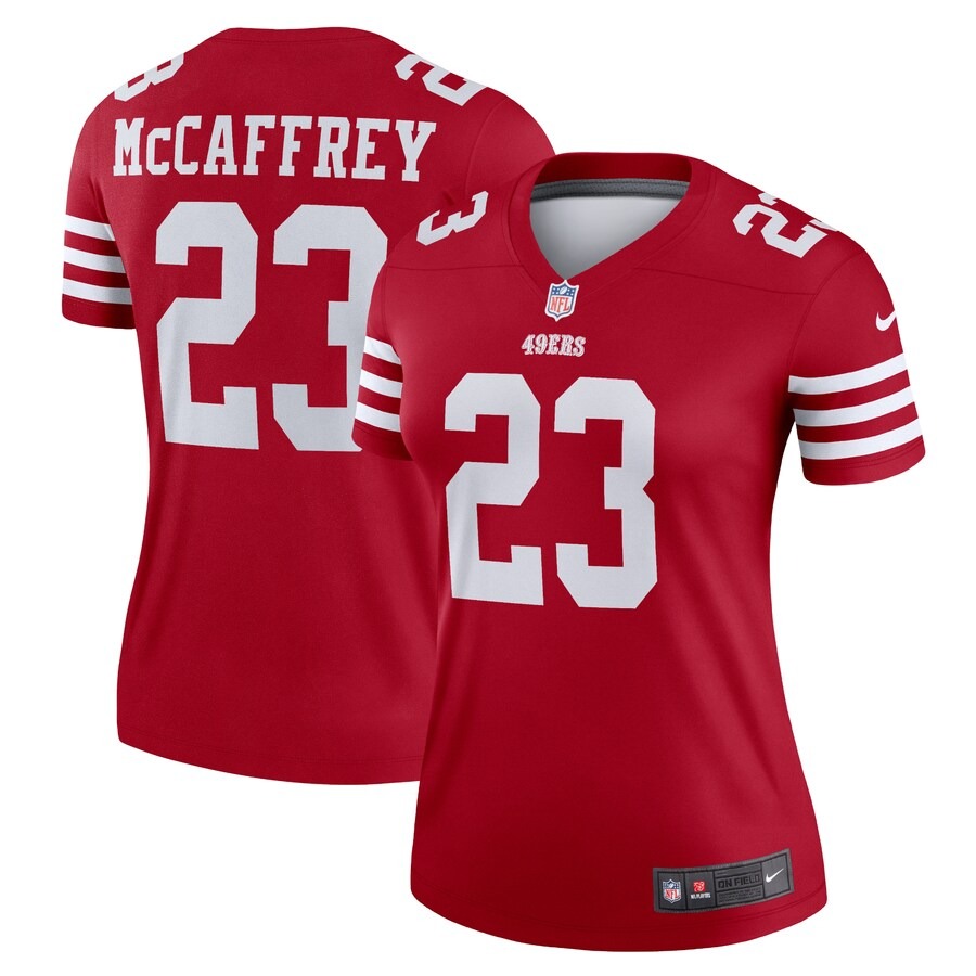 Women's San Francisco 49ers Christian McCaffrey Nike Scarlet Legend Player Performance Top - Vujersey Los Angeles Rams