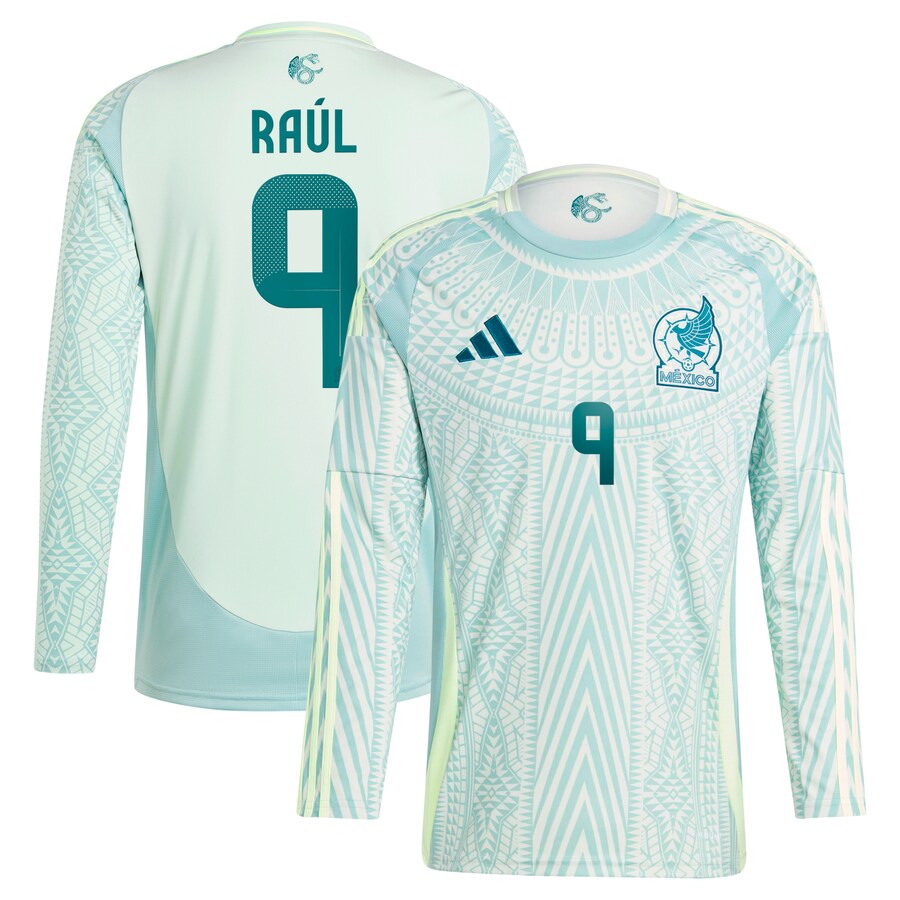Men's Mexico National Team Raul Jimenez adidas Green 2024 Away Replica Player Long Sleeve Jersey - Vujersey Los Angeles Rams