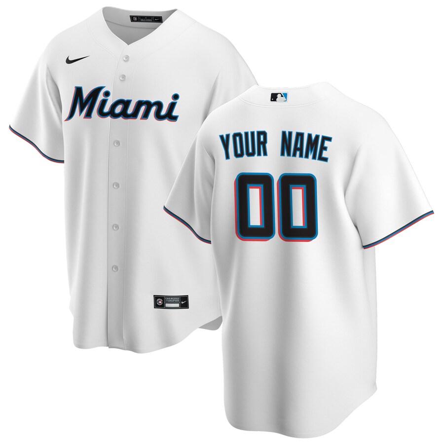 Men's Miami Marlins Nike White Home Replica Custom Jersey - Vujersey Los Angeles Rams