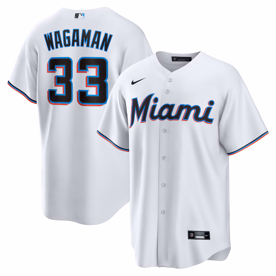 Men's Miami Marlins Eric Wagaman Nike White Home Replica Jersey - Vujersey Los Angeles Rams